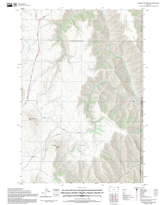 2025 Forest Service Topo Map of Findley Buttes Oregon