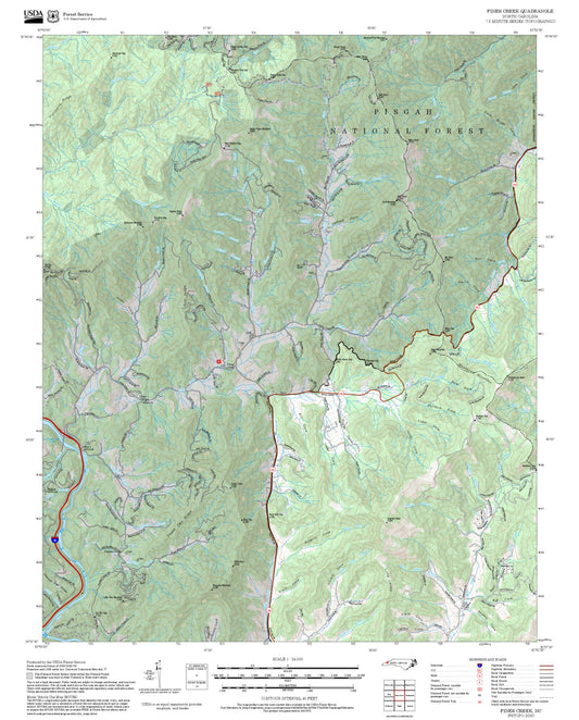 2025 Forest Service Topo Map of Fines Creek North Carolina