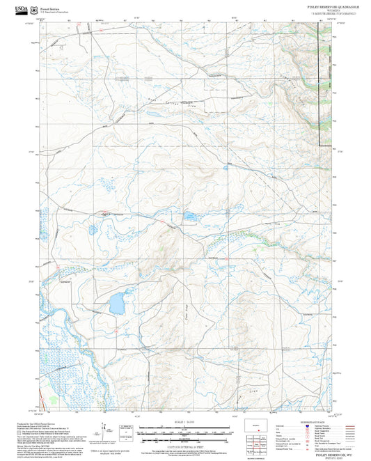 2025 Forest Service Topo Map of Finley Reservoir Wyoming