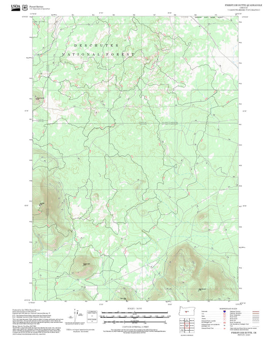2025 Forest Service Topo Map of Firestone Butte Oregon