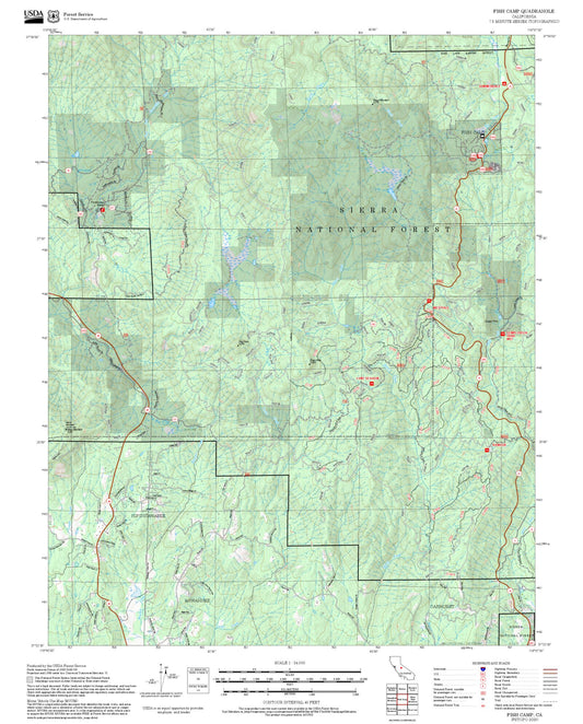 2025 Forest Service Topo Map of Fish Camp California
