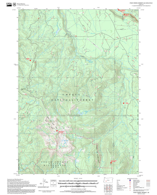 2025 Forest Service Topo Map of Fish Creek Desert Oregon