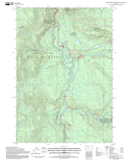 2025 Forest Service Topo Map of Fish Creek Mountain Oregon
