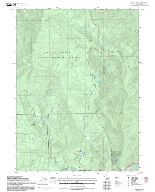 2025 Forest Service Topo Map of Fish Lake California