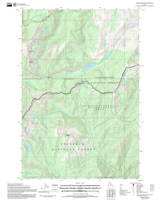 2025 Forest Service Topo Map of Fish Lake Idaho
