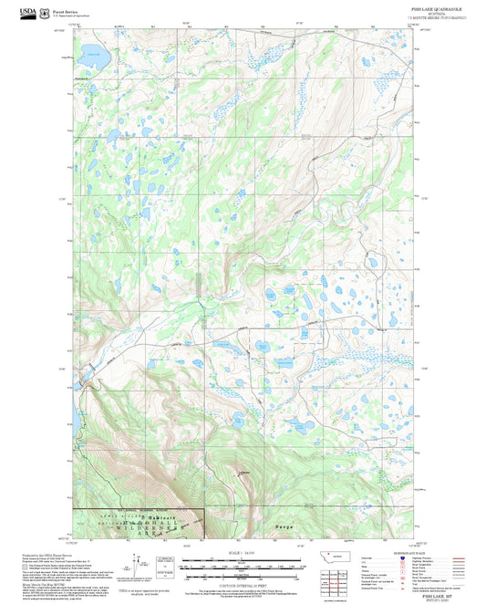 2025 Forest Service Topo Map of Fish Lake Montana