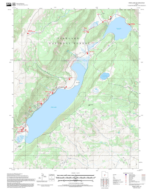 2025 Forest Service Topo Map of Fish Lake Utah