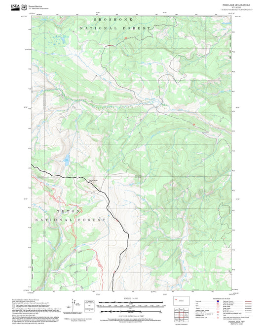 2025 Forest Service Topo Map of Fish Lake Wyoming