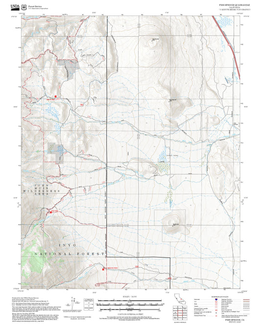 2025 Forest Service Topo Map of Fish Springs California