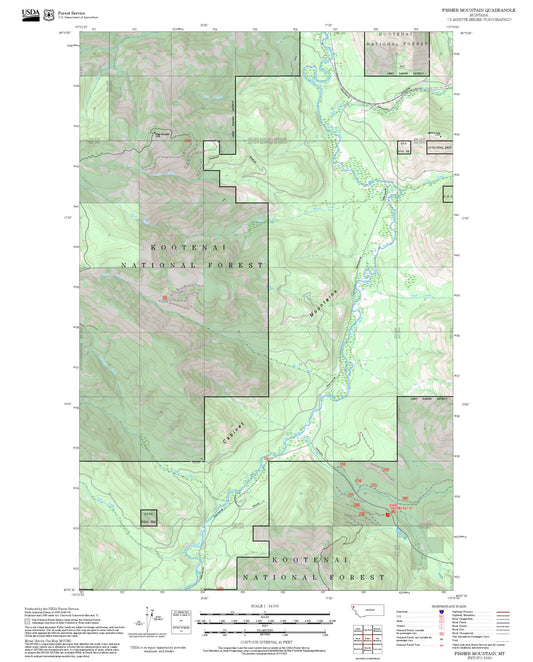 2025 Forest Service Topo Map of Fisher Mountain Montana