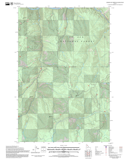 2025 Forest Service Topo Map of Fishhook Creek Idaho