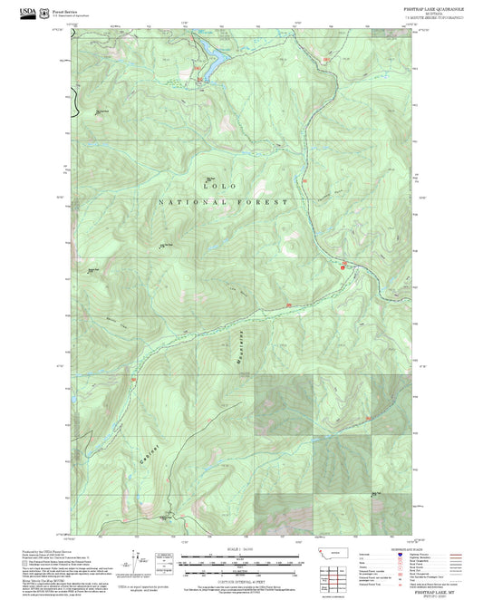 2025 Forest Service Topo Map of Fishtrap Lake Montana