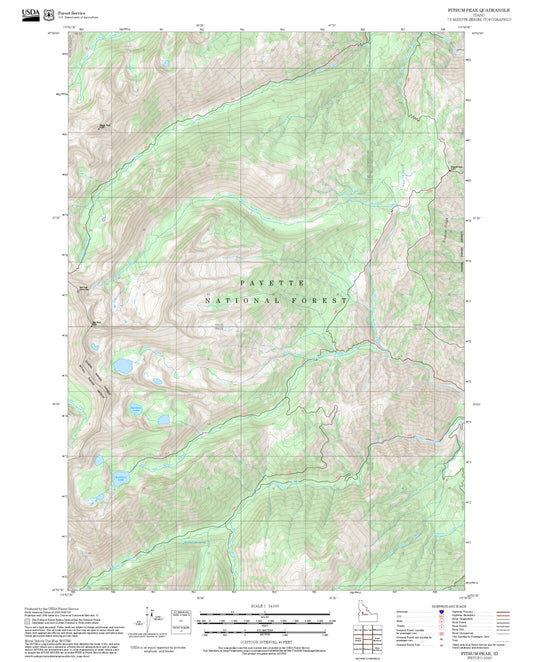 2025 Forest Service Topo Map of Fitsum Peak Idaho