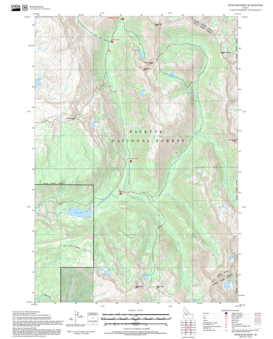 2025 Forest Service Topo Map of Fitsum Summit Idaho