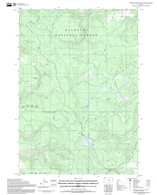 2025 Forest Service Topo Map of Five Hundred Flat Oregon