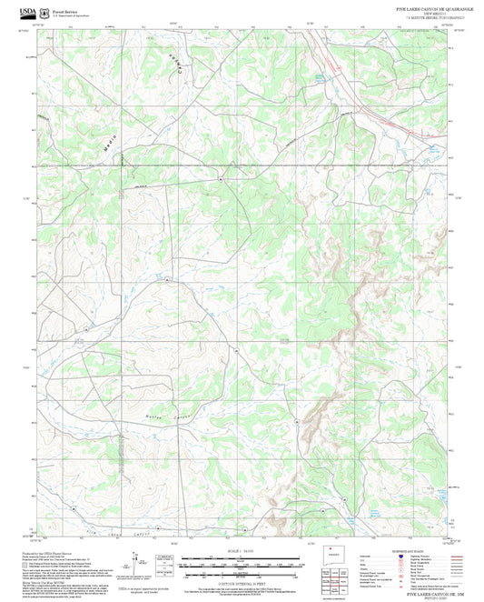 2025 Forest Service Topo Map of Five Lakes Canyon NE New Mexico