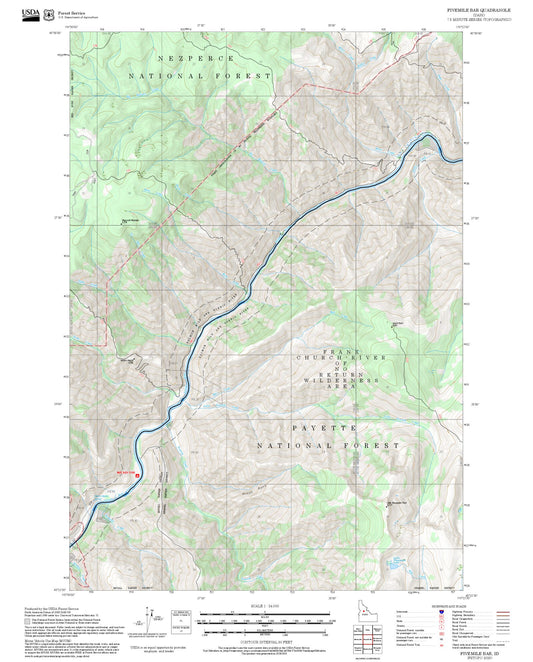 2025 Forest Service Topo Map of Fivemile Bar Idaho