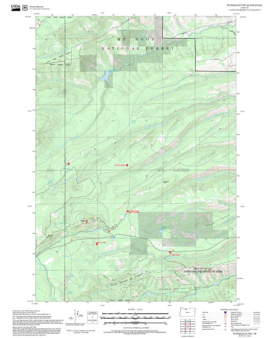 2025 Forest Service Topo Map of Fivemile Butte Oregon