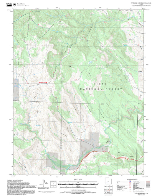 2025 Forest Service Topo Map of Fivemile Ridge Utah