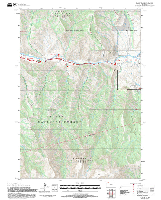 2025 Forest Service Topo Map of Flag Peak Wyoming