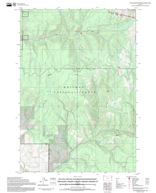 2025 Forest Service Topo Map of Flagstaff Butte Oregon