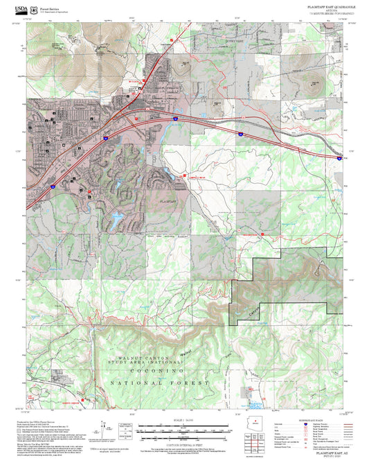 2025 Forest Service Topo Map of Flagstaff East Arizona