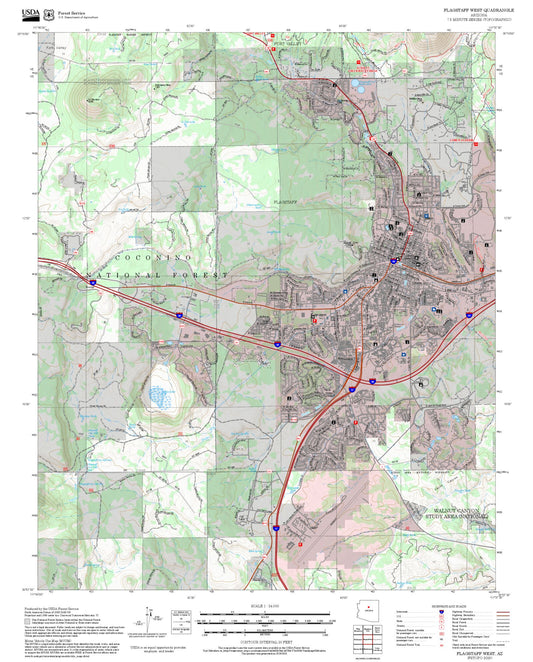 2025 Forest Service Topo Map of Flagstaff West Arizona