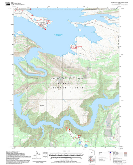 2025 Forest Service Topo Map of Flaming Gorge Utah