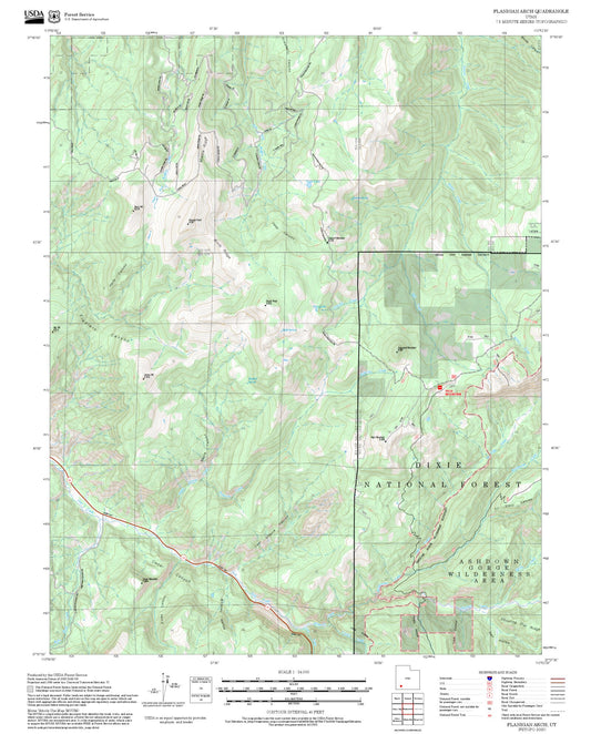2025 Forest Service Topo Map of Flanigan Arch Utah