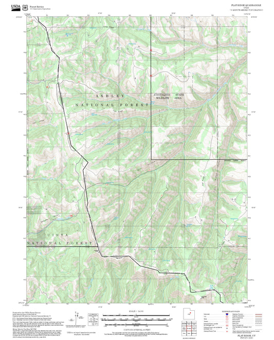 2025 Forest Service Topo Map of Flat Ridge Utah