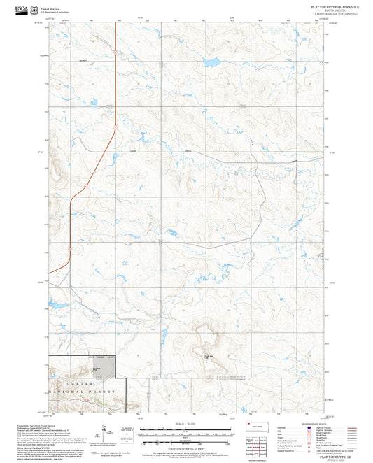 2025 Forest Service Topo Map of Flat Top Butte South Dakota