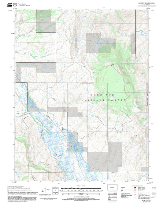 2025 Forest Service Topo Map of Flat Top Colorado