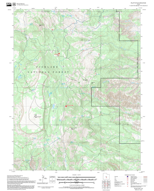2025 Forest Service Topo Map of Flat Top Utah