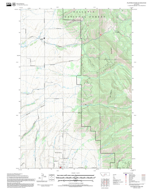 2025 Forest Service Topo Map of Flathead Pass Montana