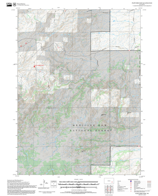 2025 Forest Service Topo Map of Fletcher Park Wyoming