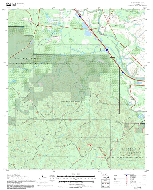 2025 Forest Service Topo Map of Flora Louisiana