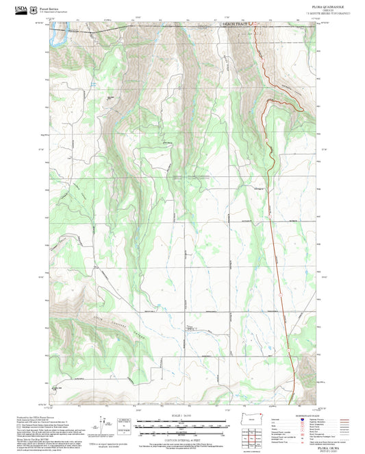 2025 Forest Service Topo Map of Flora Oregon