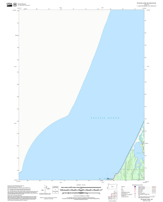 2025 Forest Service Topo Map of Floras Lake Oregon
