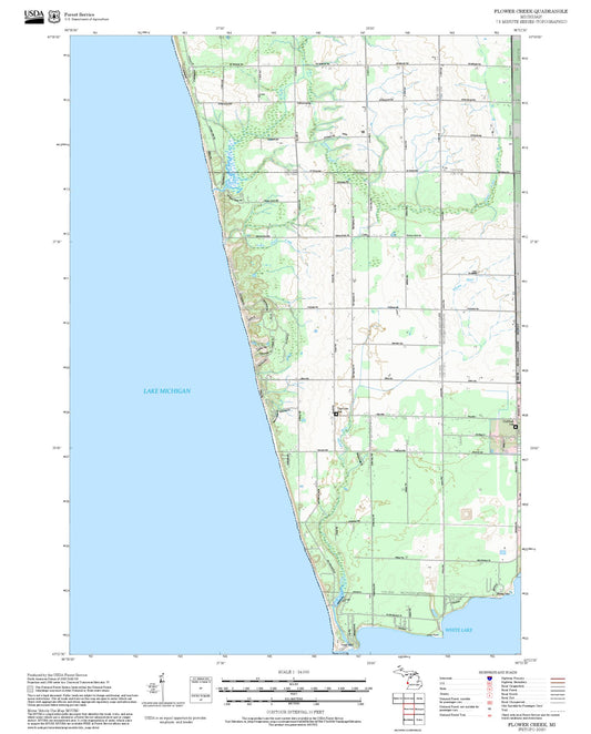 2025 Forest Service Topo Map of Flower Creek Michigan