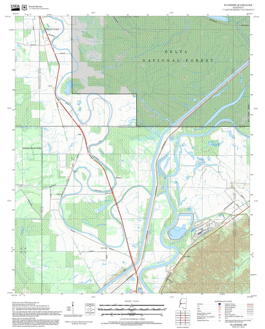 2025 Forest Service Topo Map of Floweree Mississippi