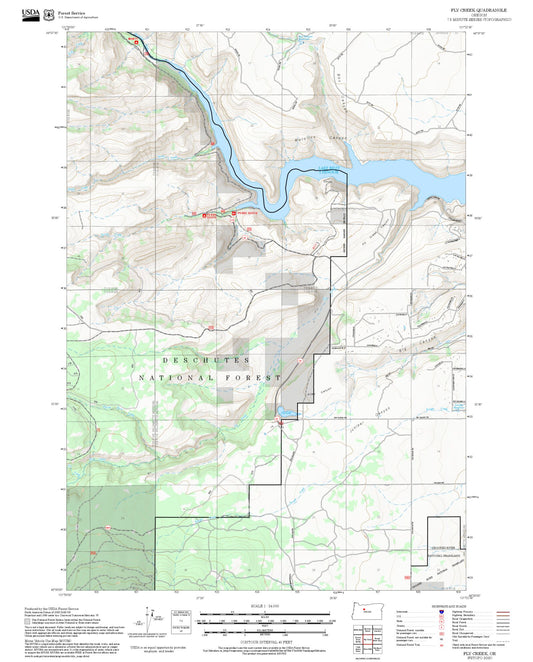 2025 Forest Service Topo Map of Fly Creek Oregon