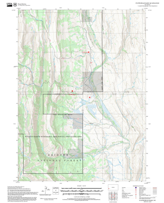 2025 Forest Service Topo Map of Fontenelle Basin Wyoming