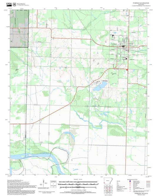 2025 Forest Service Topo Map of Foreman Arkansas