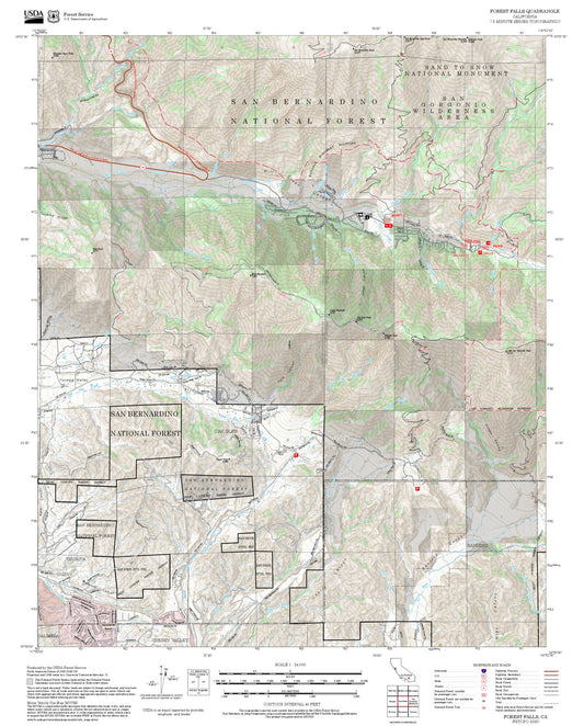 2025 Forest Service Topo Map of Forest Falls California