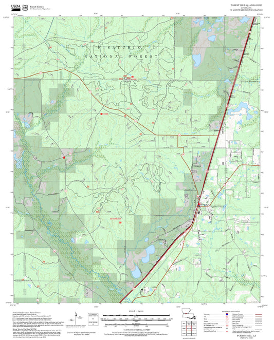 2025 Forest Service Topo Map of Forest Hill Louisiana