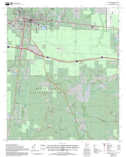 2025 Forest Service Topo Map of Forest Mississippi