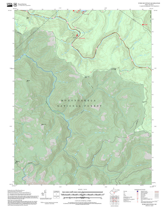 2025 Forest Service Topo Map of Fork Mountain West Virginia