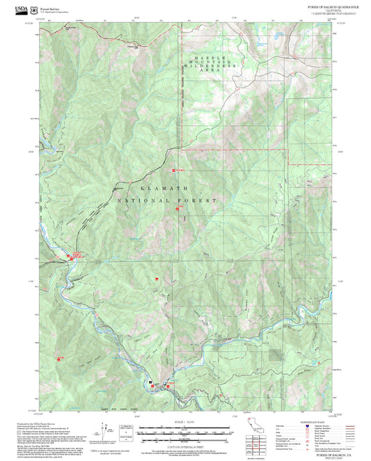 2025 Forest Service Topo Map of Forks of Salmon California