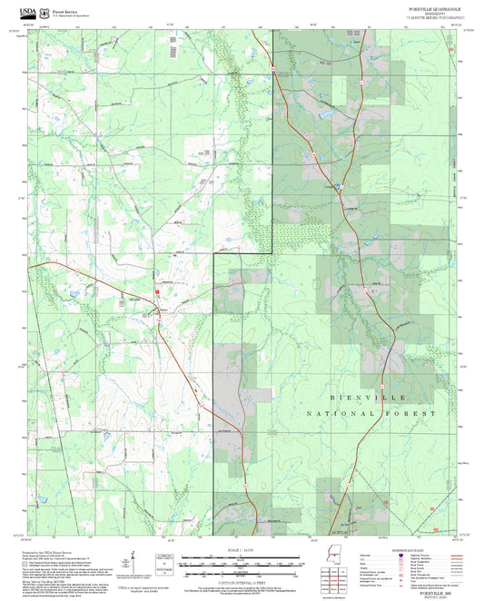 2025 Forest Service Topo Map of Forkville Mississippi