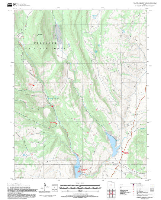 2025 Forest Service Topo Map of Forsyth Reservoir Utah